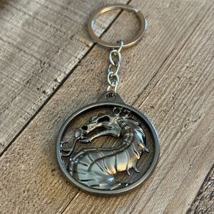 Metal Dragon Keychain - Silver Tone Home Accent